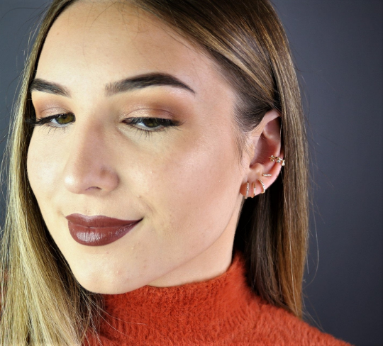 14K Gold Diamond Bar Stud Earrings | Single or Pair